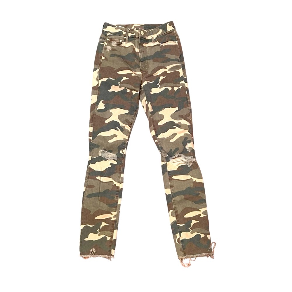 mother denim looker ankle fray in camo